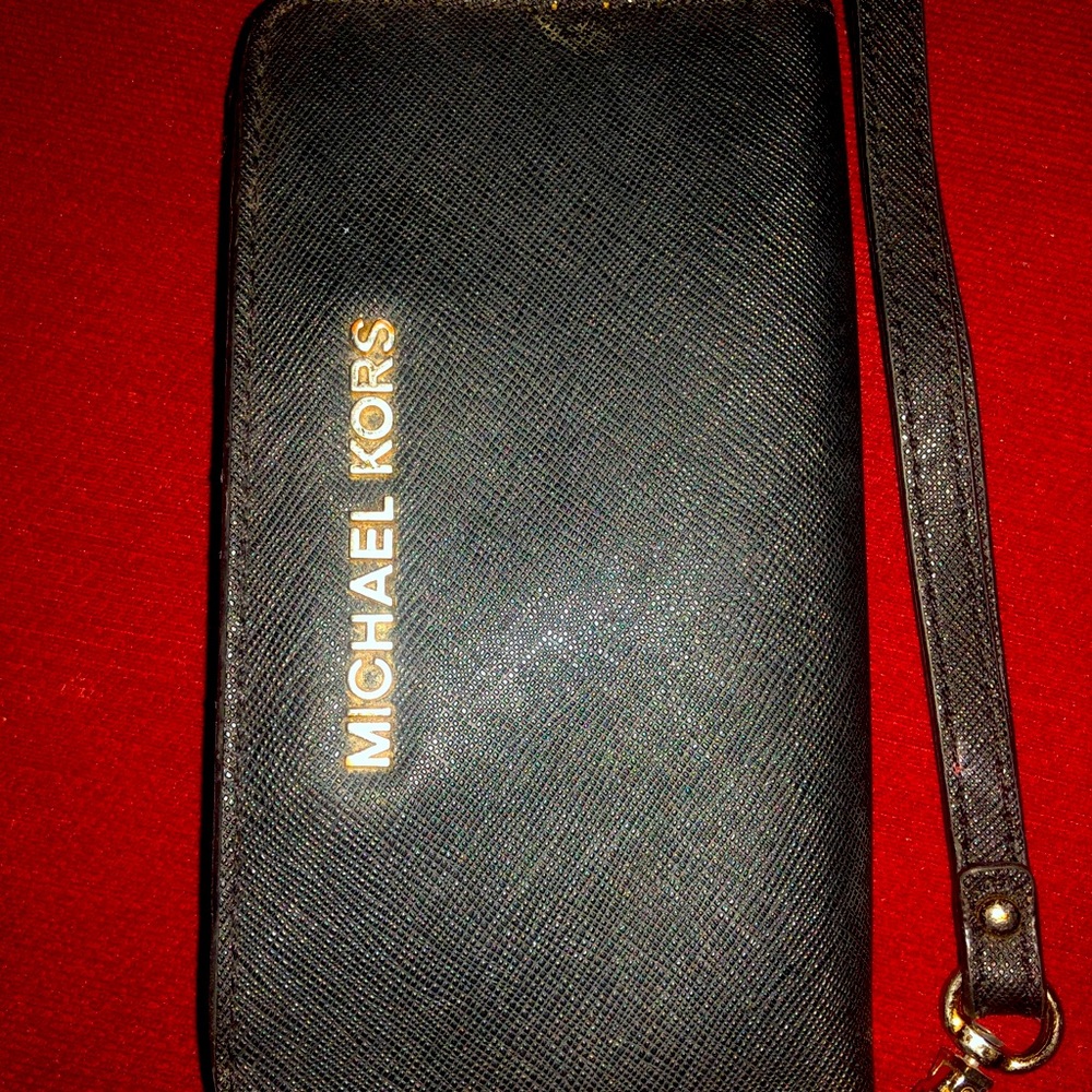 MK Black & Gold Wrist Wallet